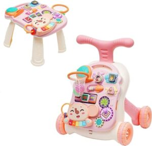 Baby Walker 3in1 Sit-to-Stand First Steps Baby Learning Walker Early Education Activity Center Kids with Weight Gain Design Table Suitable for Babies from 6 Months