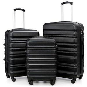 COOLIFE Suitcase Trolley Carry On Hand Cabin Luggage Hard Shell Travel Bag Lightweight with TSA Lock and 2 Year Warranty Durable 4 Spinner Wheels (3 Pcs Set