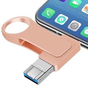 Bowjew USB Stick 512GB - 4 in 1 USB Flash Drive Memory Stick Multi-Port USB Drive 3.0 Thumb Drive Metal Pen Drive Compatible with Smartdevice/OTG Android/Tablet/PC