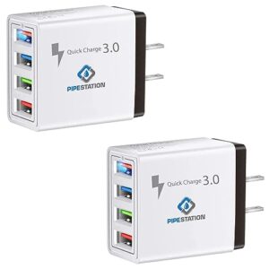 Pipestation US to USB Travel Adapter – 2 Pack | USA USB Plug Holiday Charger | US 2-Pin American Socket Adaptor | United States Universal Power Charger for iPhone Samsung Smartphones Shaver Toothbrush