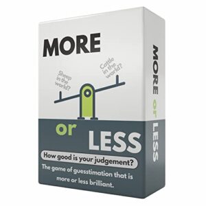 More or Less Original Edition Card Game - How Good Is Your Judgement? 2 Players + | Fun Family Party Games for Adults &Kids Birthday