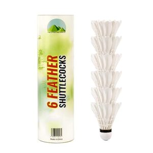 Little Chiltern Co 6 Pack Badminton Shuttlecocks | White Shuttles with Straight Flight & Control | High-Speed Lightweight Badminton Balls with Storage Tube for Indoor Outdoor Sports Game