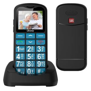 Tosaju 2G Big Button Mobile Phone for Elderly Unlocked Dual Sim Free Easy to Use Pay as You Go Senior Mobile Phones 1.77" LCD Display SOS Button 800 mAh Battery Blue