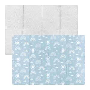 FOLDiMATS Premium Double Sided Baby Mat - Rainbow & Confetti Design - Large Luxurious Foldable Play mat for Babies & Kids - Non Toxic Waterproof Wipeable Memory Foam 130x190cm with Portable Carry Case