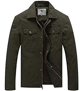 WenVen Men's Lightweight Cotton Jacket Casual Leisure Jackets Stand Collar Jackets Outdoor Windpr...