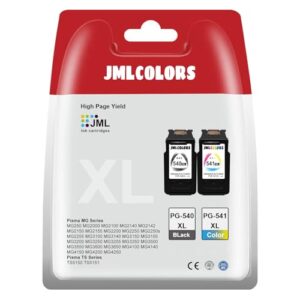 JMLCOLORS 540XL 541XL Twin Pack Compatible for Canon 540 and 541 Ink Cartridges
