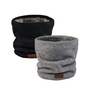 NovForth Winter Neck Warmer Fleece Lined Infinity Scarf Thicken Windproof and Dust Skiing Circle for mens women Double-Layer Fleece Lining Kni