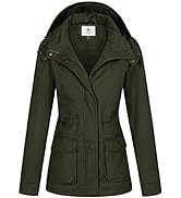 WenVen Men's Casual Cotton Jacket Outdoor Lightweight Windbreaker Jacket Stand Collar Jacket Mili...