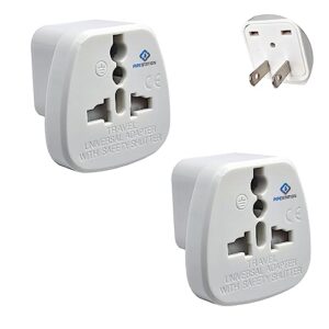 Pipestation UK to US Travel Adapter – 2 Pack | UK to USA Plug Adaptor | UK 3 pin to American 2 Flat Pin | Universal America Converter for Canada China Japan Bahamas Thailand | Type G to Type A B