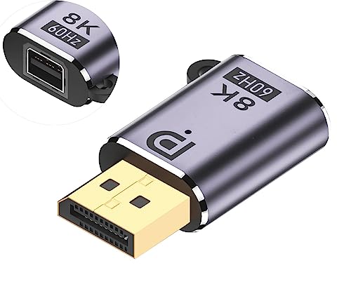 SHANFEILU DP to Mini DP Adapter Mini DisplayPort 1.4 Adapter 8K@60Hz DP Male to Mini DP Female Extend Connector with Hole and LED Indicator for Projector Laptop HDTV Monito