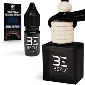 BEZQ Car Air Freshener Luxury Designer SAVAG Inspired | (Pack of 1) 10ml Refill and Diffuser Scent Luxury Ornament | Car Air Freshener for Men | Hanging Long Lasting Refillable