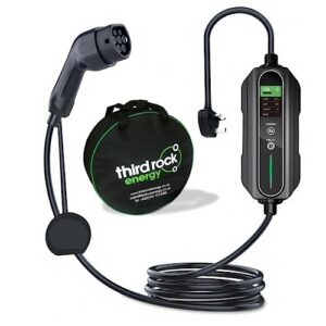 Third Rock Energy Type 2 Portable EV Charger UK 3 Pin 10 METRE with 12hr Time Delay and IP67 Controllable Digital Screen - Type 2 Charging Cable 6/8/10/13A Variable - Type 2 EV Charger 3 pin 13A 10M