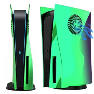 Chrome Green PS5 Faceplate with Cooling Vents Cover Electroplated Gloss Replacement Plates Shell Accessory for Playstation 5 Disc Editio