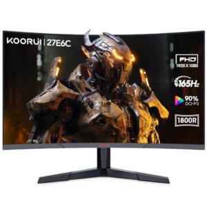 KOORUI 27 Inch Computer Monitor FHD 1080P Gaming Monitor 165Hz VA 1800R Monitors with Ultra-Thin