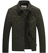 WenVen Men's Casual Jacket Outdoor Lightweight Cotton Coat Classic Jacket Windproof Summer Jacket...