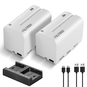 VILTROX Batteries NP-F750 Replacement Battery 2 pcs Battery and Dual USB-C Charger