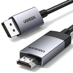 UGREEN DisplayPort to HDMI Cable 4K@60Hz HDR Active DP 1.2 to HDMI 2.0 Cord Aluminum Braided Uni-Directional Display Port to HDMI Converter Compatible with Monitor
