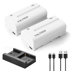 VILTROX Batteries NP-F550 Replacement Battery 2 pcs Battery and Dual USB-C Charger