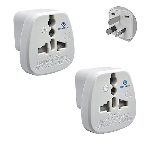 Pipestation AUS to UK Travel Adapter – 2 Pack| UK to Australia Plug Adaptor | UK 3 pin to Australian 3 Pin | Universal Converter Plug for Australia New Zealand China Argentina| Type G to Type I |White