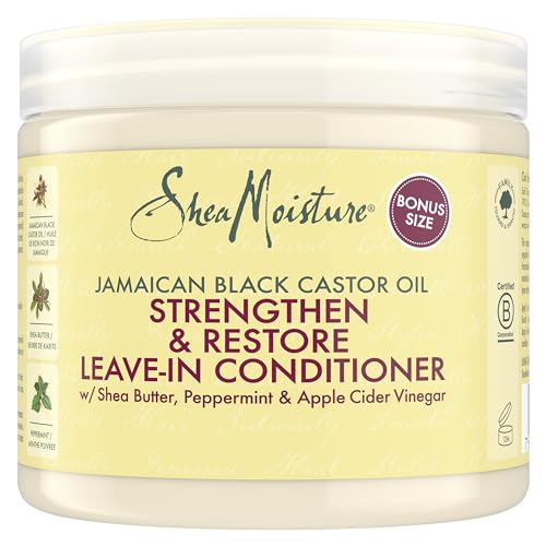 SheaMoisture Jamaican Black Castor Oil Strengthen & Restore Leave-In Conditioner no silicones or sulphates for chemically processed