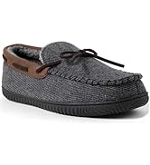 ULTRAIDEAS Men's Comfort Moccasin Slippers Memory Foam House Shoes with Nonslip Rubber Sole