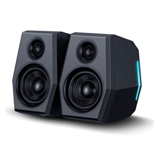 Sanyun SW209 36W Computer Gaming PC Speakers - Multiple EQ Sound Mode - Bluetooth 5.0 USB 3.5mm Aux Inputs -RGB Lights - 2.0 Multimedia Speakers - for Laptop Mac Desktop Monitor (Pair