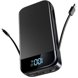 Power Bank 32000mAh Portable Charger with Bulit-in Cables