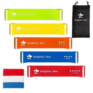 Star Resistance Bands with Sweat Band & Portable Case. 5 Levels for Versatile Workouts. Premium Exercise Bands for Yoga