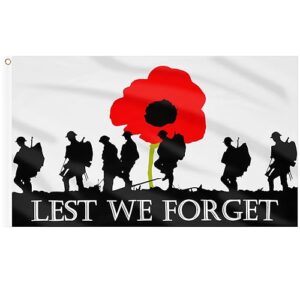 AhfuLife Lest We Forget Flag 5ft x 3ft for Veterans Memorial Day