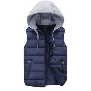 YOUTHUP Mens Hooded Gilet Lightweight Quilted Body Warmer Outdoor Sleeveless Padded Gilets