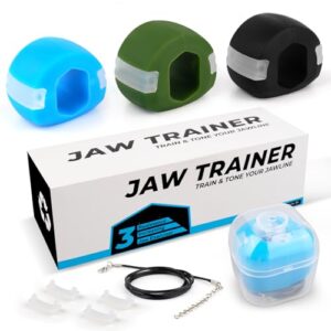 Esziluoky 3Pcs Jaw Exerciser Three Levels Of Resistance Jaw Trainer for Men and Women with Necklace and Storage Containers