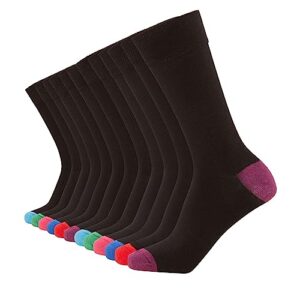 FM London (12-Pack) Smart Mens Socks - Breathable Plain
