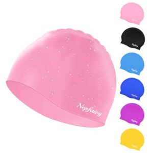 Nepfaivy Kids Swimming Cap Waterproof - Updated Size Silicone Swimming Hat Kids