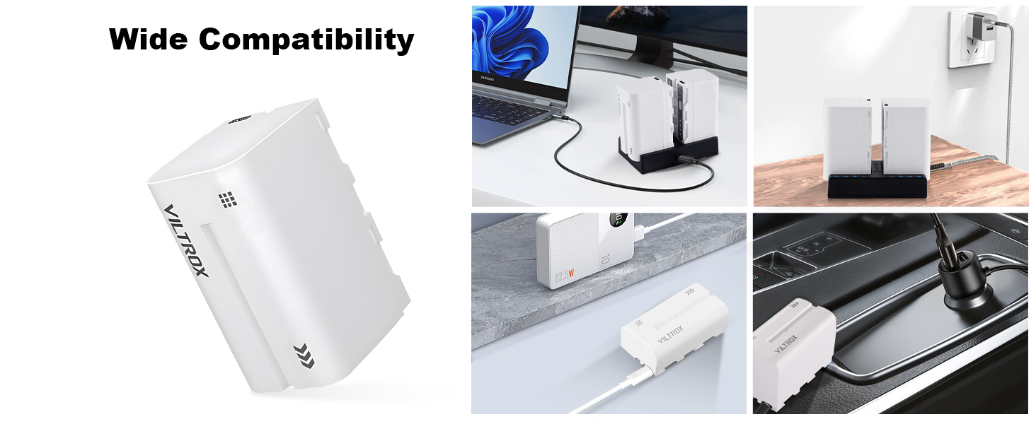 VILTROX NP-F970 Replacement Battery Pack of 2 Battery and Smart LED Dual USB-C Charger for Sony NP-F