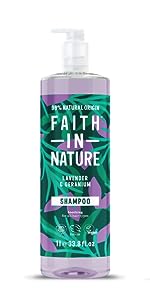 Faith In Nature Lavender and Geranium Vegan & Cruelty-Free Shampoo, 1L