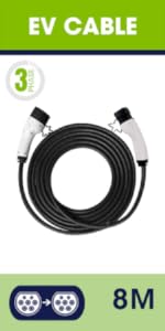 EV charger cable type 2 to type 2 3 phase three phase 22kW 8M EV charging station public charging
