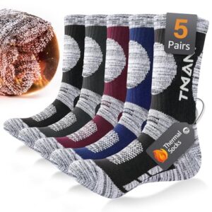 RUIXUE Mens Thermal Socks 5 Pairs Athletic Socks Breathable Cushion Crew Socks Outdoor Multi Performance Walking Hiking Trekking Running Socks