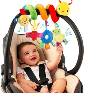 Spiral Pram Toys for Babies - Wrap Around Pushchair Stroller/Car Seat/Crib Sensory Toys for 0 3 6 9 12 Months Early Learning Play Bar Newborn Hanging Toy Infant Boys Girls Christmas Shower Gif