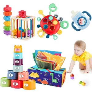 XAZASTOV Baby Toys Montessori Sensory Toys - 6 in 1 Pull String