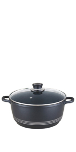 medium stockpot, medium casserole, medium pot, black pot mid size, induction pot large