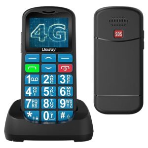 Tosaju 4G Big Button Mobile Phone for Elderly Unlocked Sim Free Senior Mobile Phones Easy to Use Pay as You Go 1.77" LCD Display SOS Button Talking Numbers Torch 800 mAh Battery - Blue
