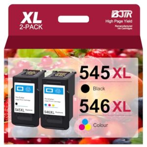 BJTR 545 546 Ink Cartridges Replacement Canon 545 546 Ink Cartridges PG-545XL CL-546XL 545XL 546XL Compatible for Pixma TS3350 TS3150 TR4550 TR4500 TS3450 TS3355 MG2950 MG2550 (1 Black
