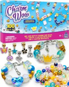 CharmWow Jewellery Making Kit for Kids Age 4+ - DIY Necklace & Bracelets for Girls - Creative Birthday Gifts for Girls Age 5 6 7 8 9 10 Year Old