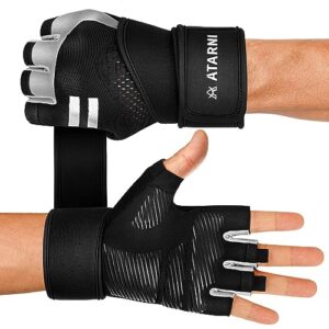 Atarni Gym Gloves Weight Lifting Workout - Exercise Gloves with Wrist Support for Men & Women - Non-Slip Palm and Breathable Fingerless Grip Glove for Training