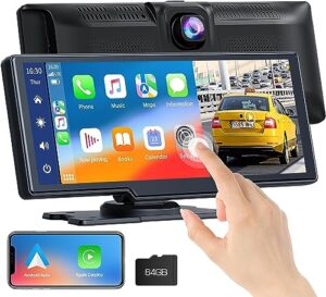 Wireless Car Stereo for Apple Carplay Android Auto with Front 2.5K Dash Cam