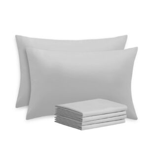 RUIKASI Housewife Pillowcases 4 Pack - Light Grey Standard 50x75 cm Pillow Cases Set of 4 with Envelope Closure
