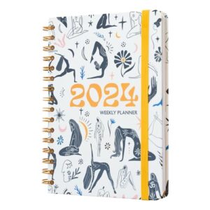 Grupo Erik Yoga Planner A5 2024 Week To View Diary | January 2024 - December 2024 | 2024 Weekly Planner | A5 Planner With Stickers & Pocket | 2024 Diary | Cute Planne