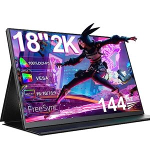 UPERFECT Gaming Monitor 144Hz 18 Inch Portable Monitor 2K 2560x1600 with Freesync/HDR/100% sRGB