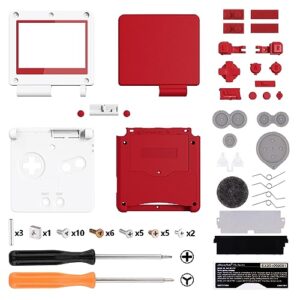 IPS Ready Upgraded eXtremeRate Passion Red & White Soft Touch Custom Replacement Housing Shell for Gameboy Advance SP GBA SP – Compatible with Both IPS & Standard LCD – Console & Screen NOT Included