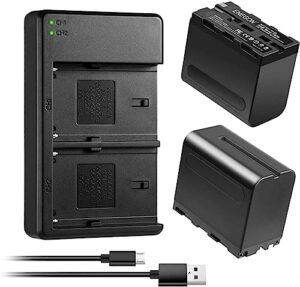 ENEGON 2 x 7200mAh NP-F970 NP-F960 NP-F930 NP-F950 Battery and Dual Smart LCD Battery Charger Compatible with Sony DCR-VX2100